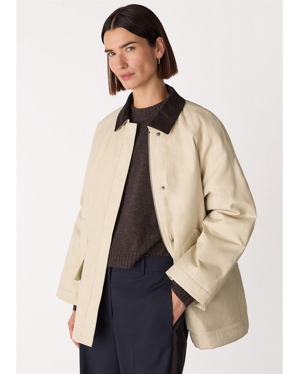 Whistles Natural Fern Waxed Barn Jacket