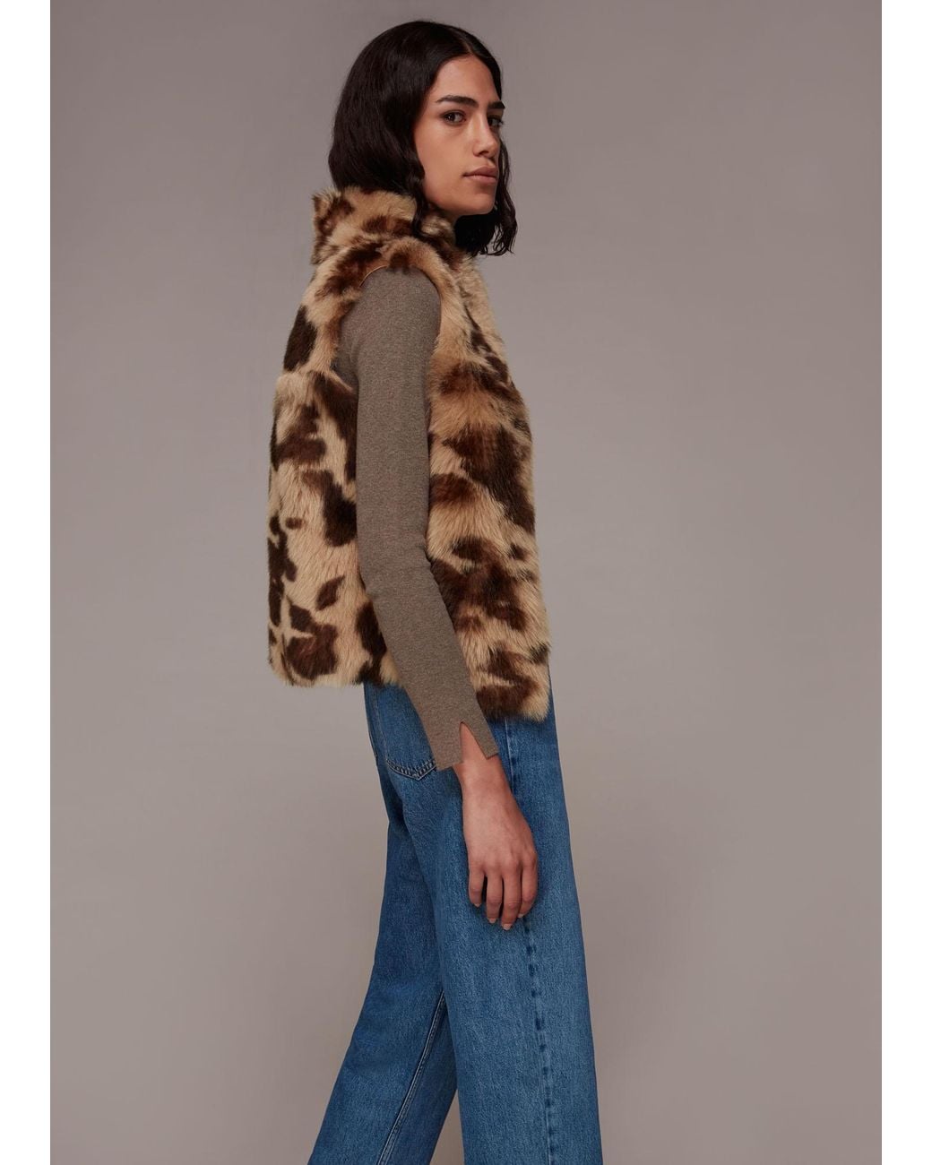 Whistles Blue Cow Print Toscana Gilet