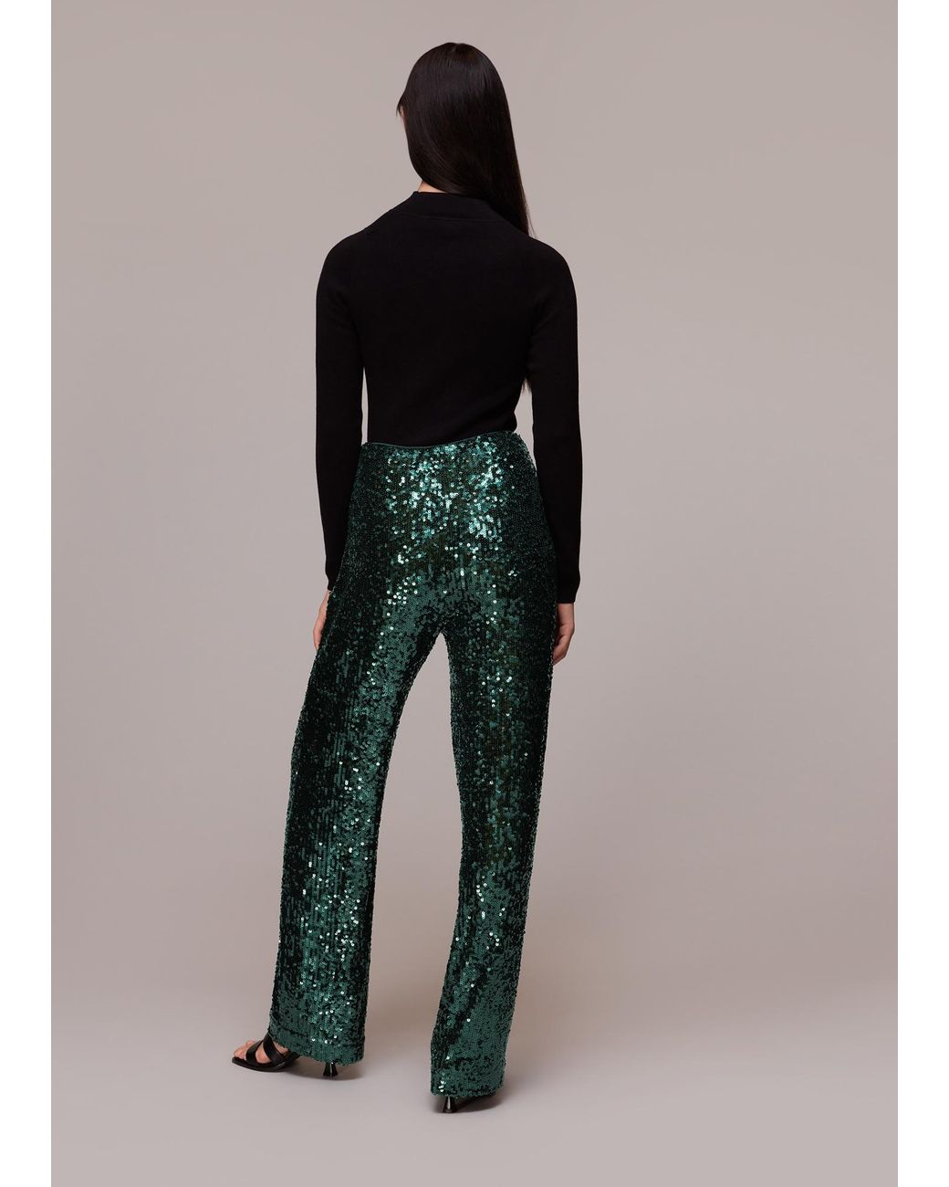 Whistles Green Petra Sequin Trouser