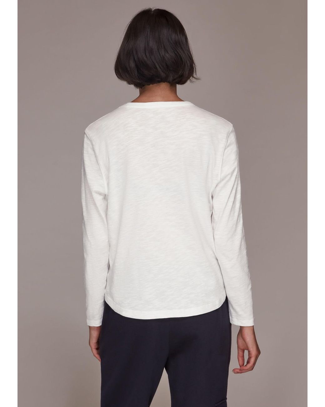 Whistles White Organic Long Sleeve Emily Top