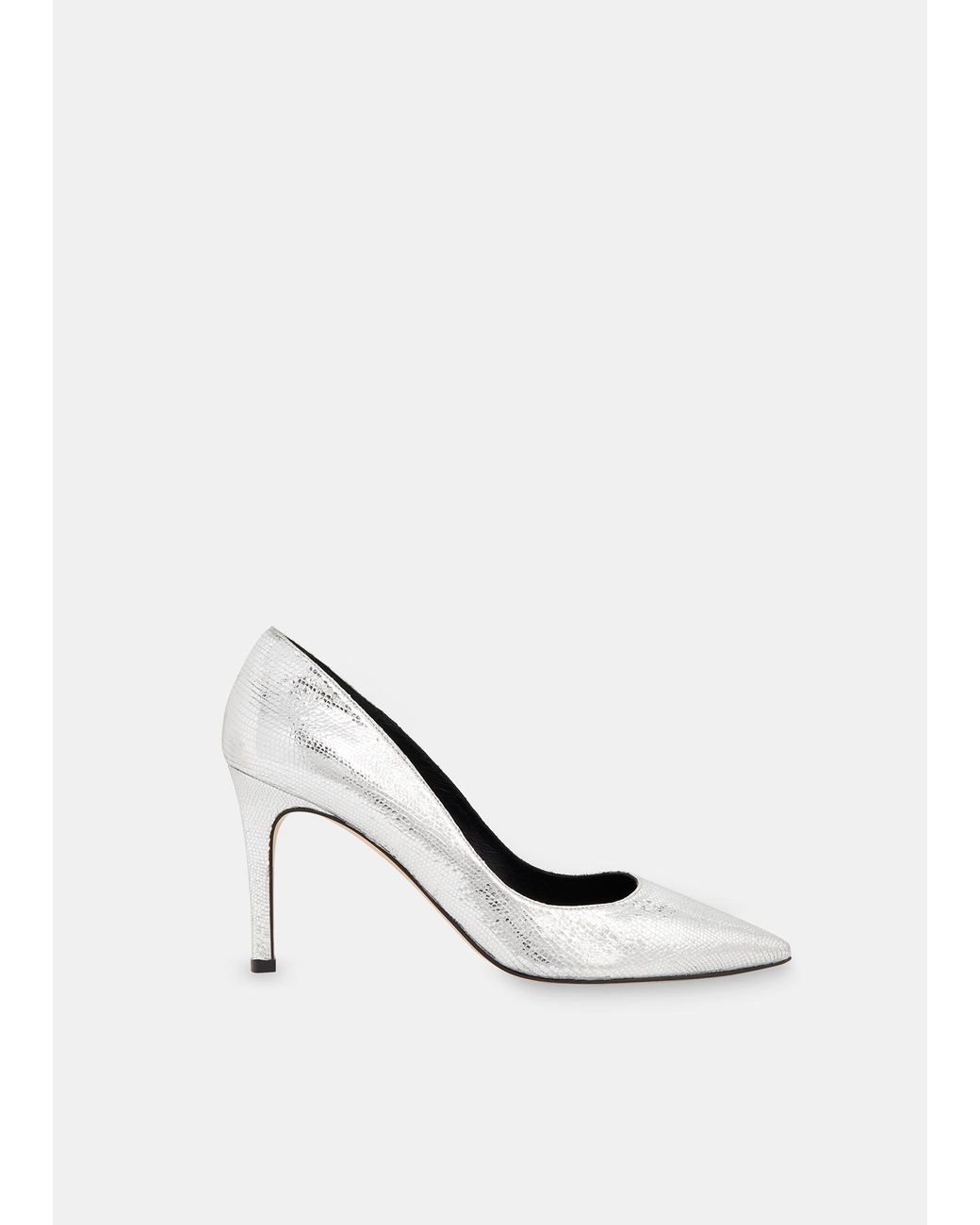 Whistles White Corie Textured Heeled Pump