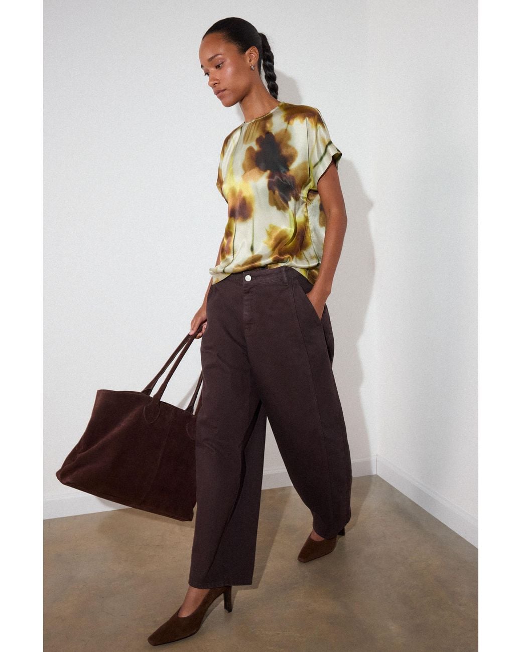 Whistles Green Floral Stem Viscose Blouse