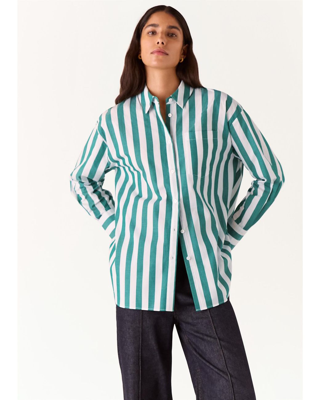 Whistles Blue Stripe Oversized Shirt