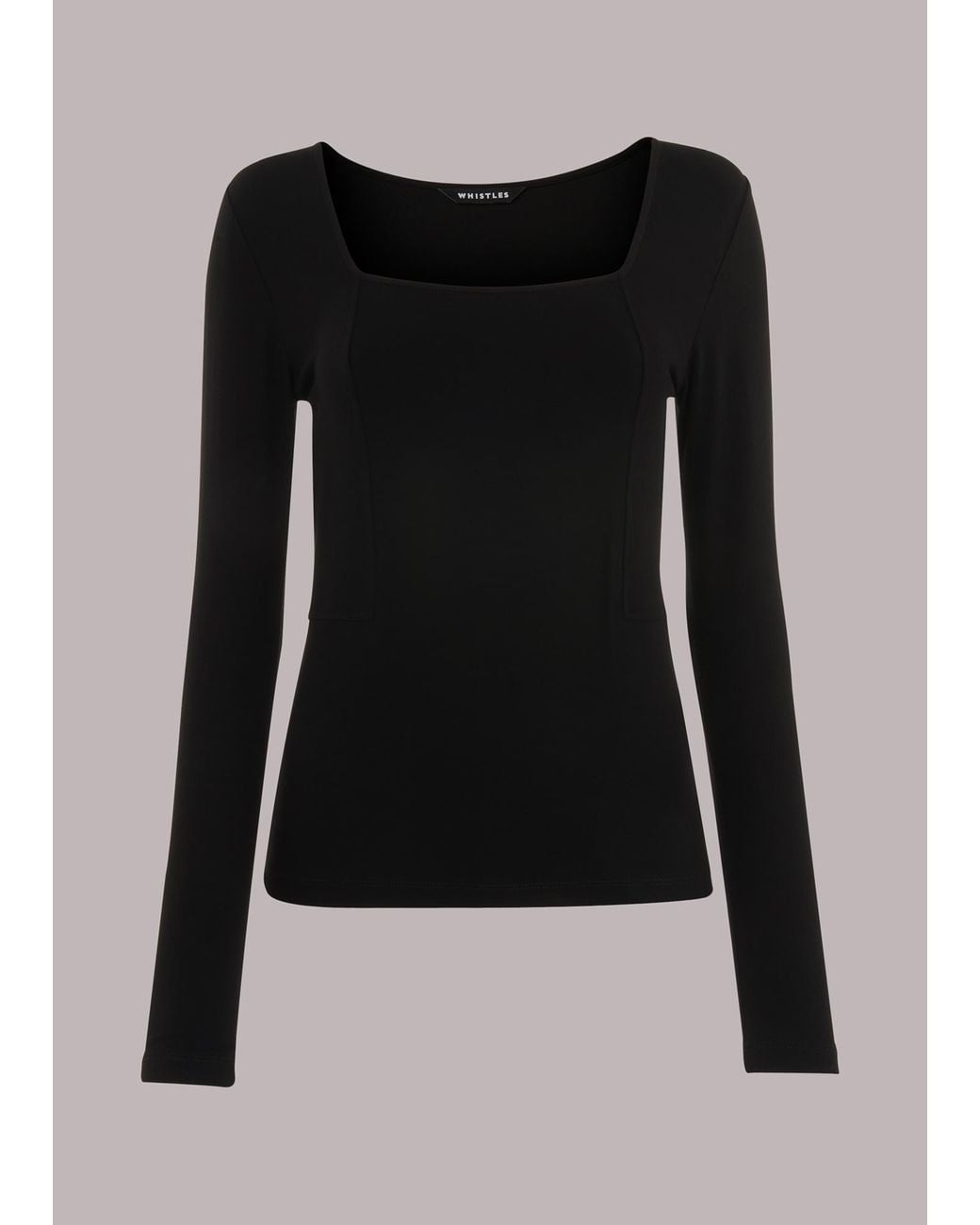 Whistles Blue Square Neck Long Sleeve Top