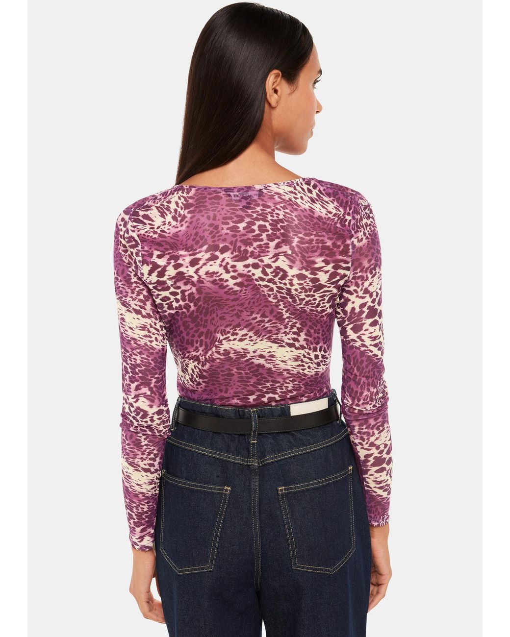 Whistles Blue Sahara Leopard Mesh Ruched Top