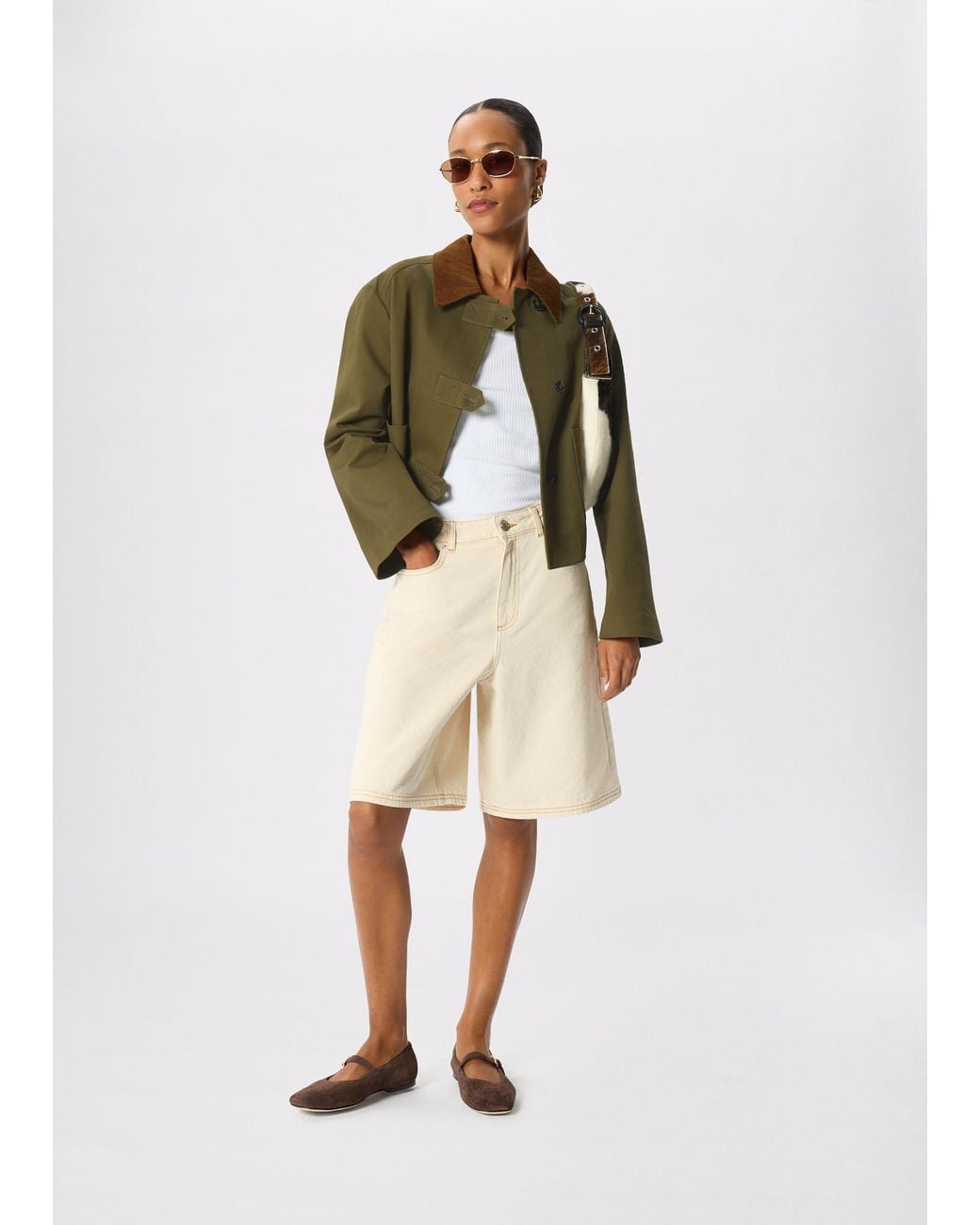 Whistles Green Corduroy Collar Jacket
