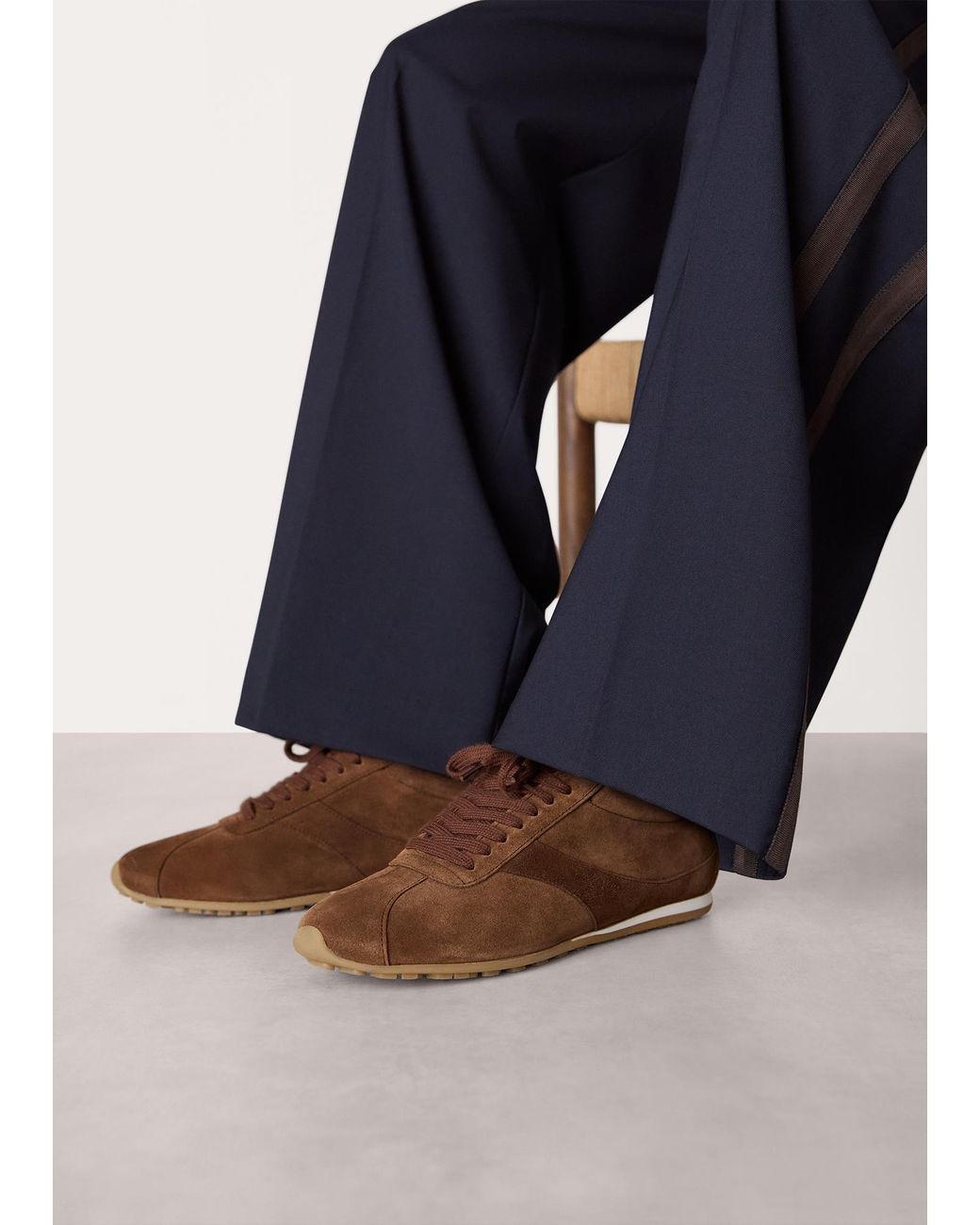 Whistles Brown Soft Suede Unlined Sneaker