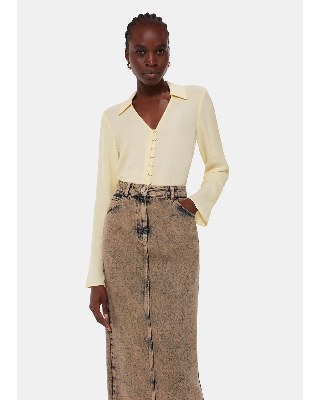 Whistles Natural Daphne Button Front Shirt