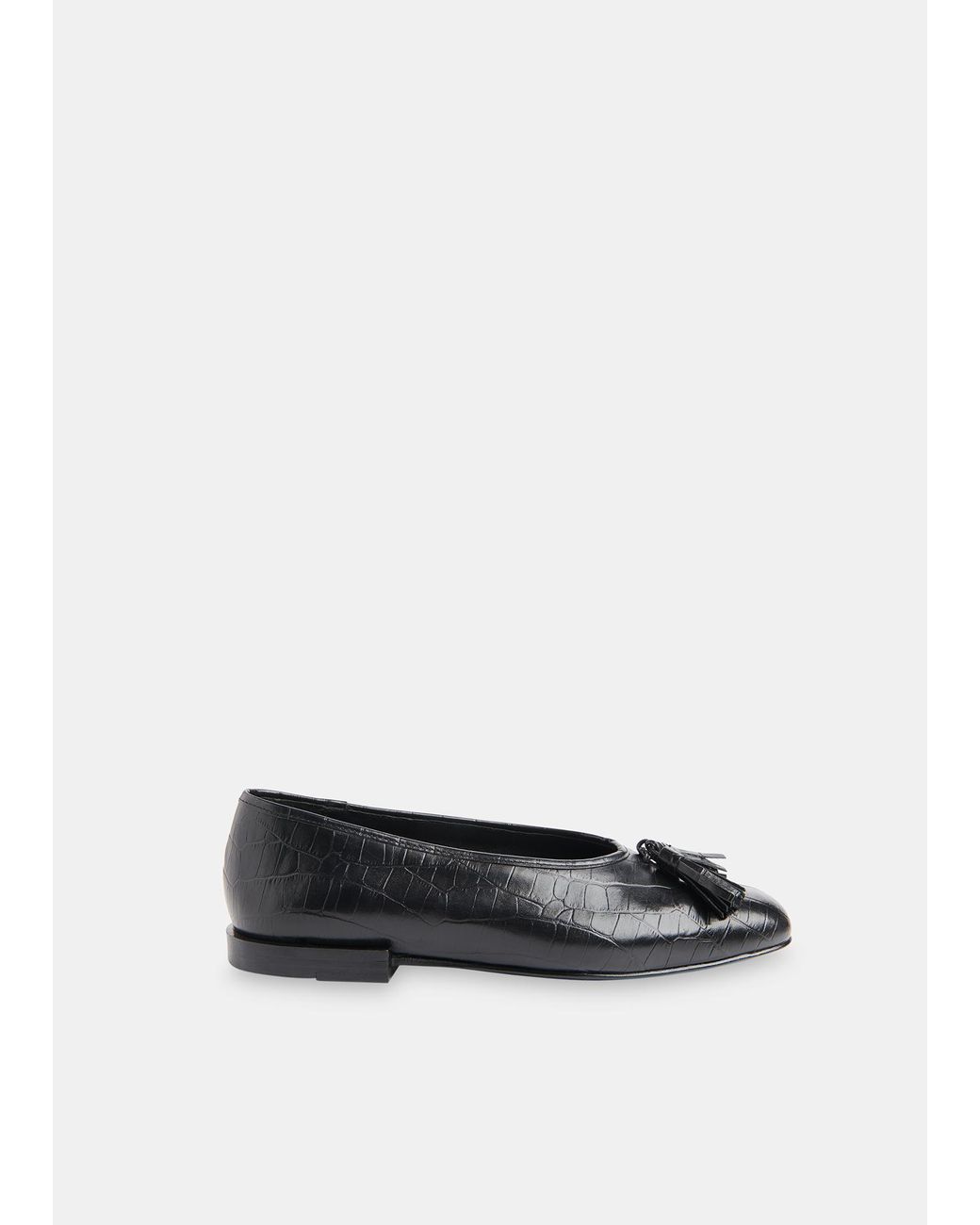 Whistles Black Cilou Tassel Croc Ballet Pump