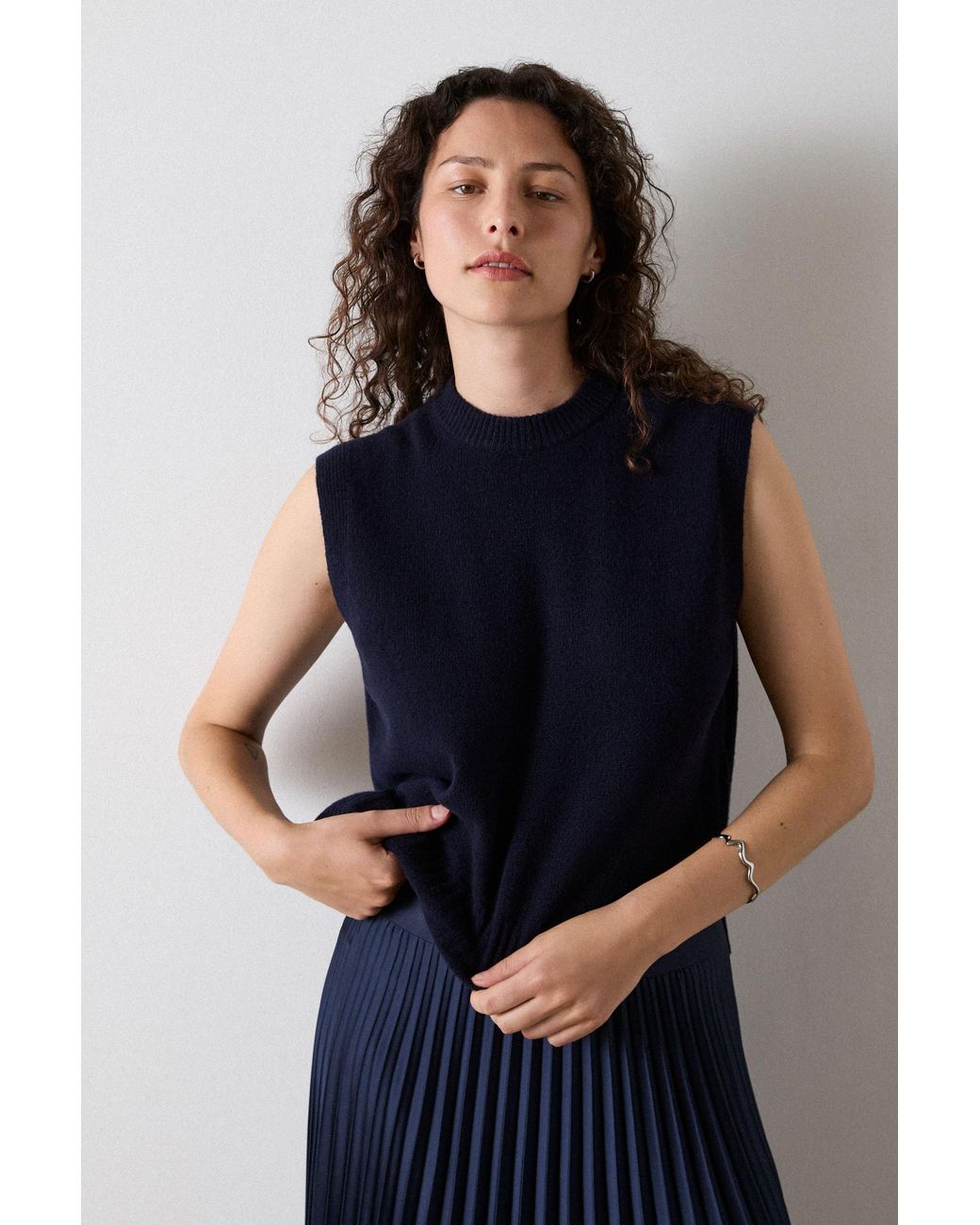 Whistles Blue Wool Sleeveless Tank