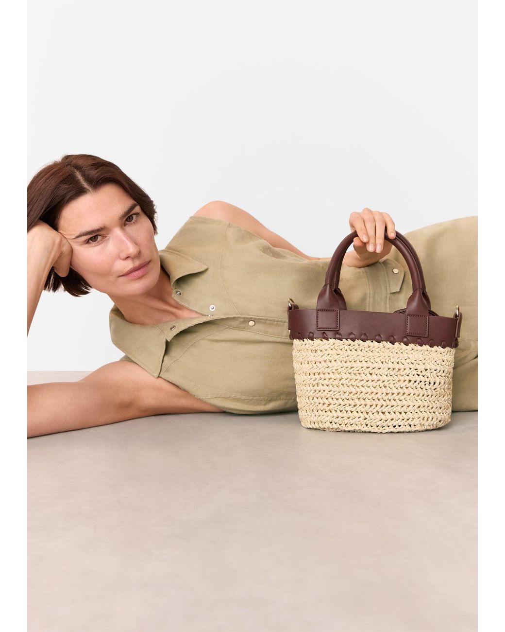 Whistles Natural May Collar Straw Crossbody Bag
