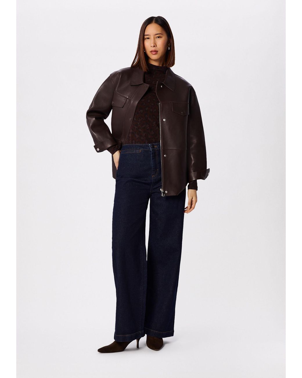 Whistles Black Animal Roll Neck Top
