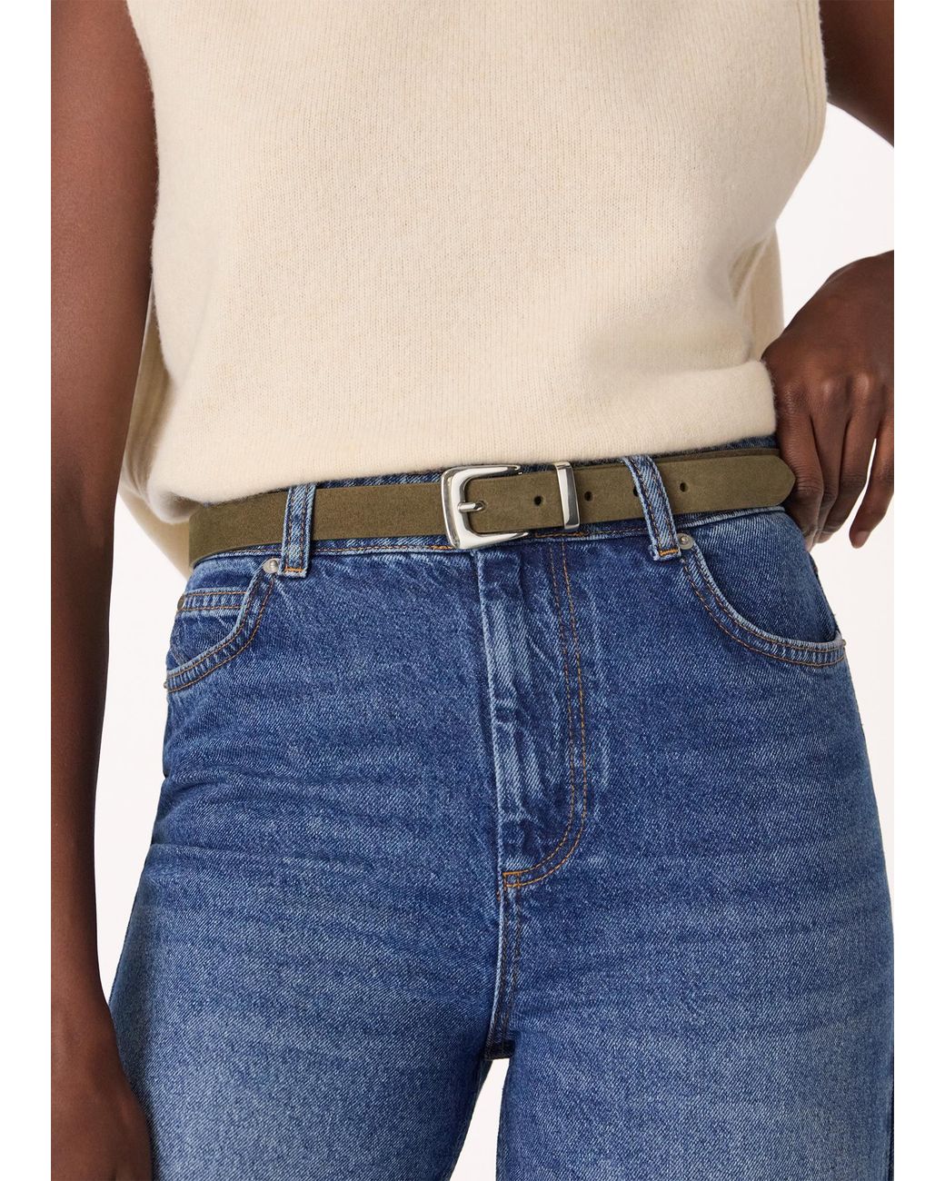 Whistles Green Metal Keeper Belt