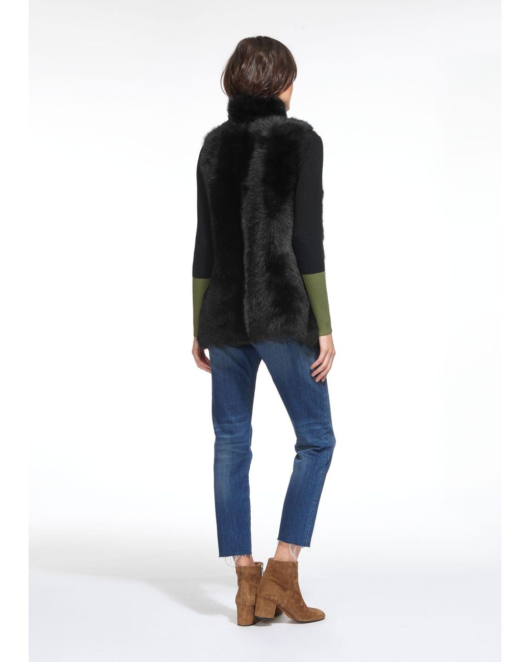 Whistles Blue Sheepskin Reversible Gilet