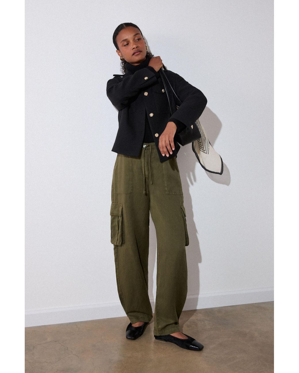 Whistles Green Cropped Trophy Jacket