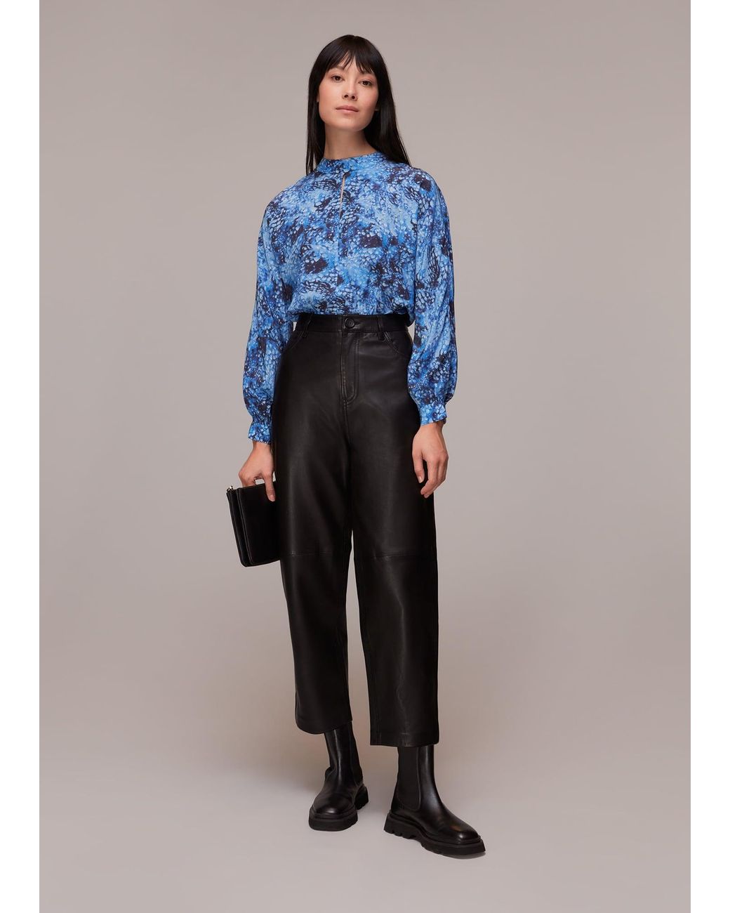 Whistles Blue Snow Flurry Silk Top