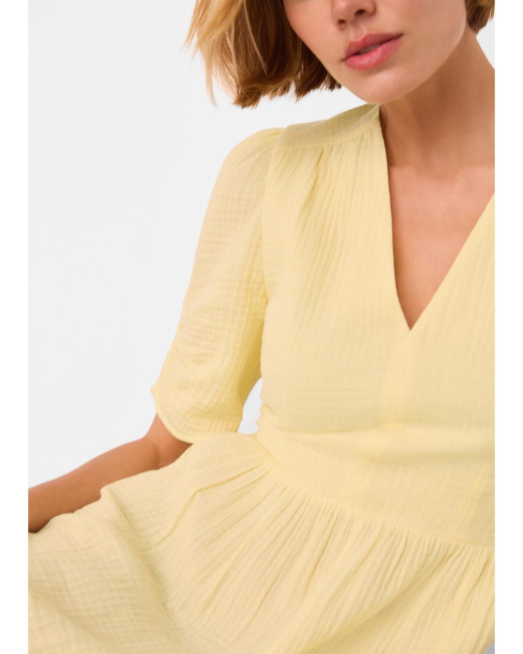 Whistles White Textured Cotton Midi Dress