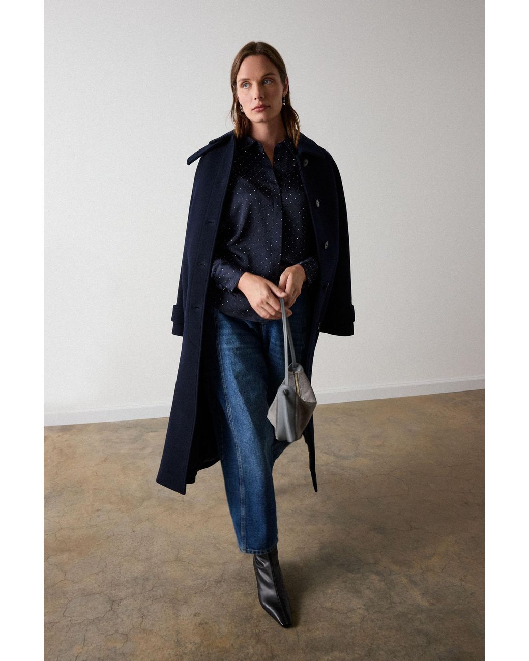 Whistles Blue Hot Fix Hammered Satin Shirt