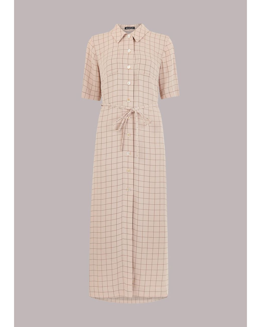 Whistles Multicolor Fine Grid Shirt Dress