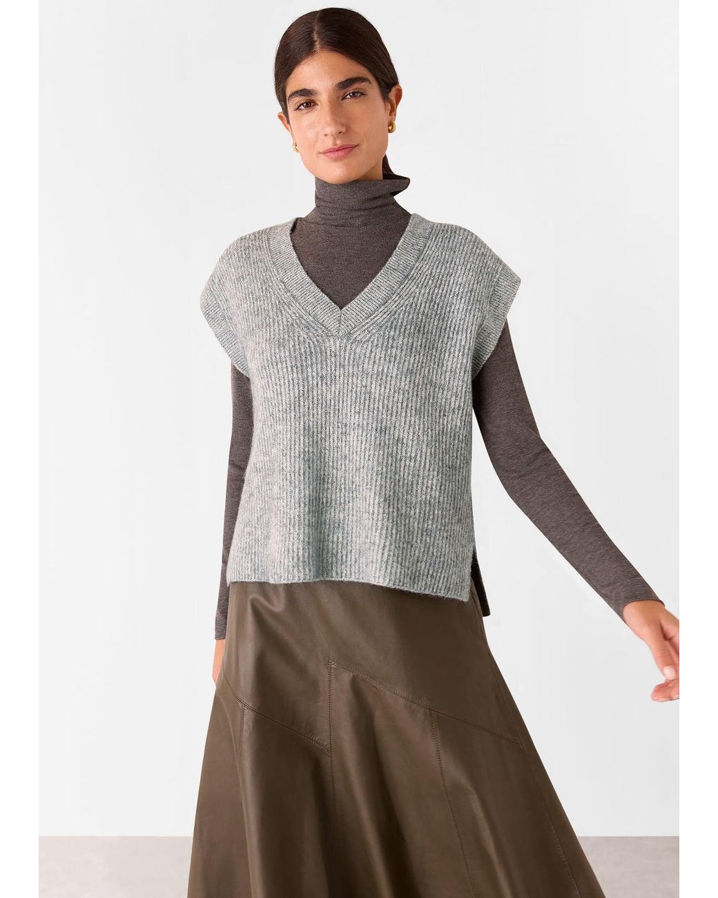 Whistles Gray Elsa Ribbed Tank
