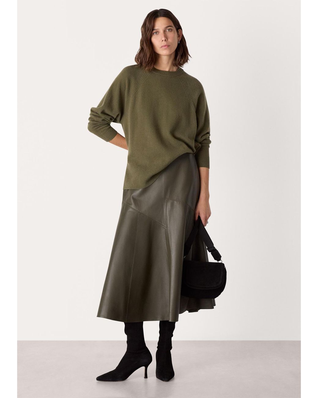 Whistles Green Ultimate Cashmere Crew Neck