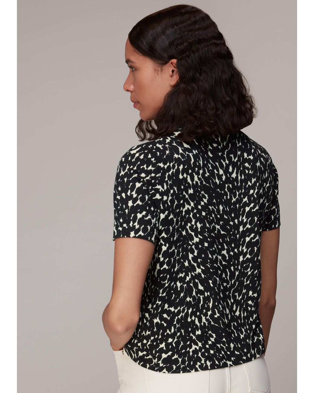 Whistles Black Sahara Cat Keyhole Tee