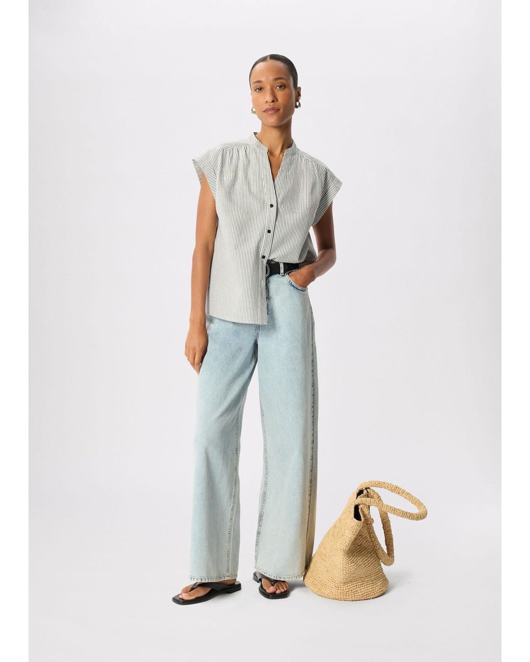 Whistles White Seersucker Stripe Shirt