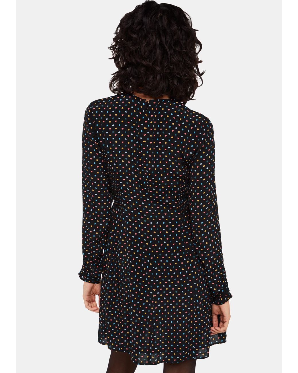 Whistles Black Scattered Hearts Flippy Dress
