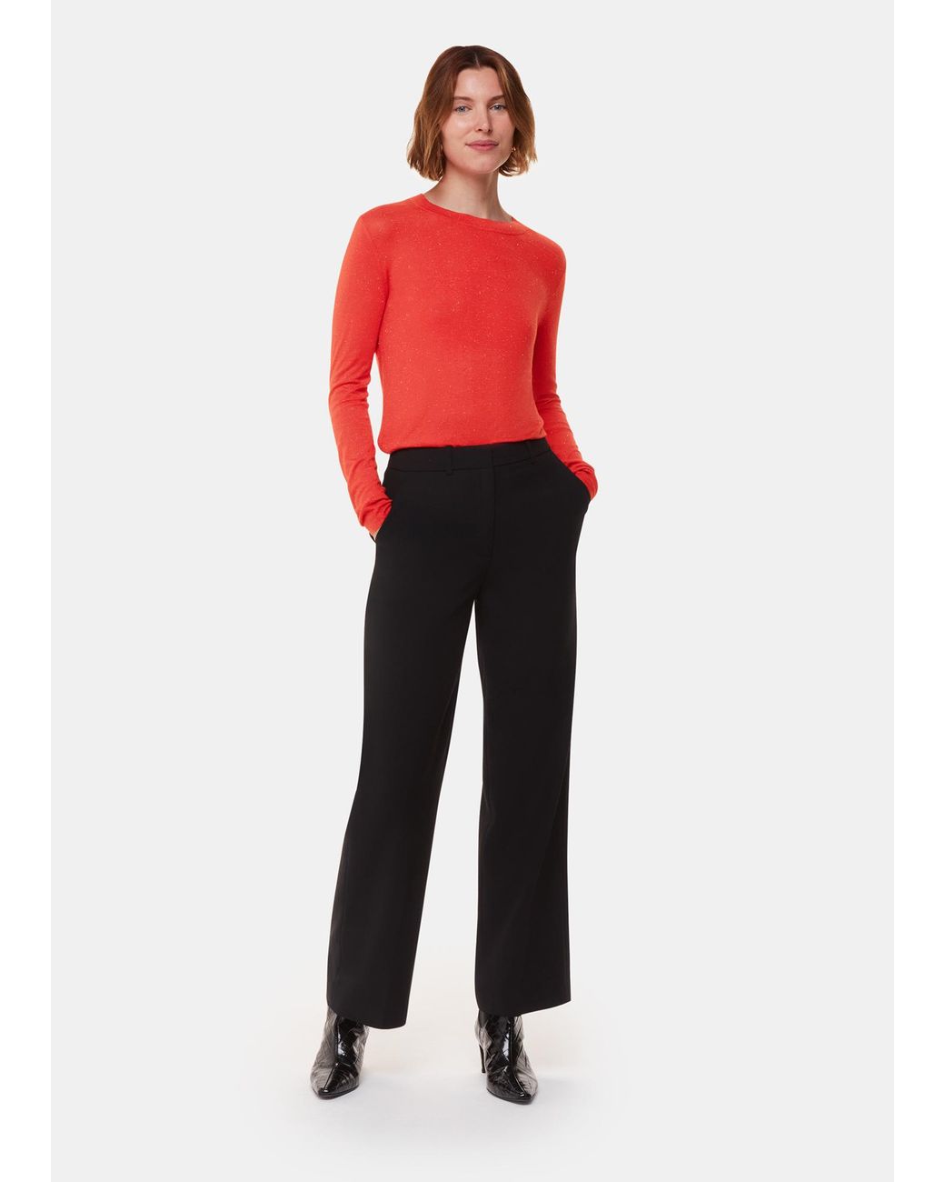 Whistles Red Annie Sparkle Crew Neck
