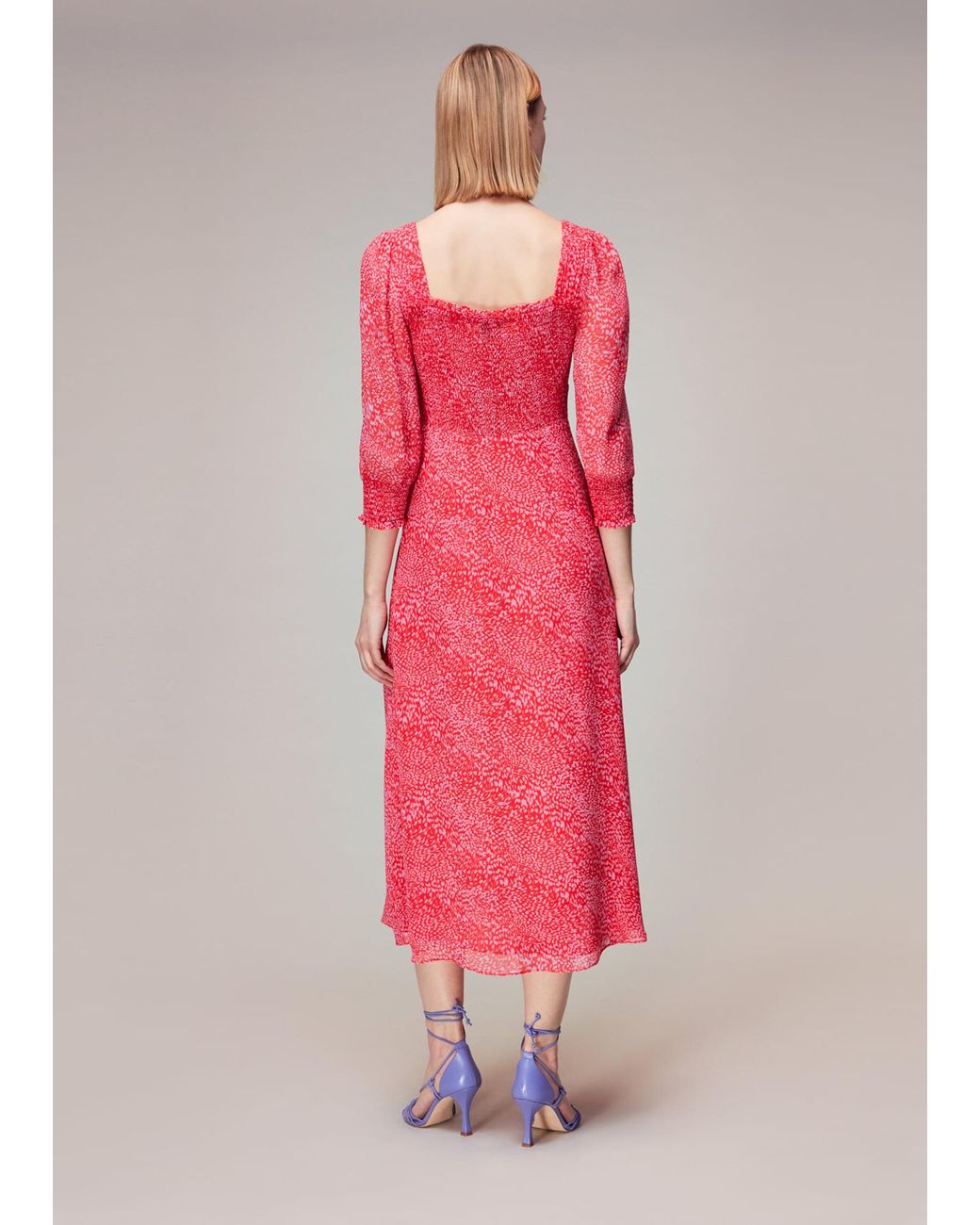 Whistles Pink Diagonal Leopard Midi Dress