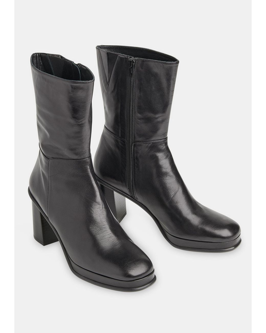 Whistles Black Clara Platform Heeled Boot