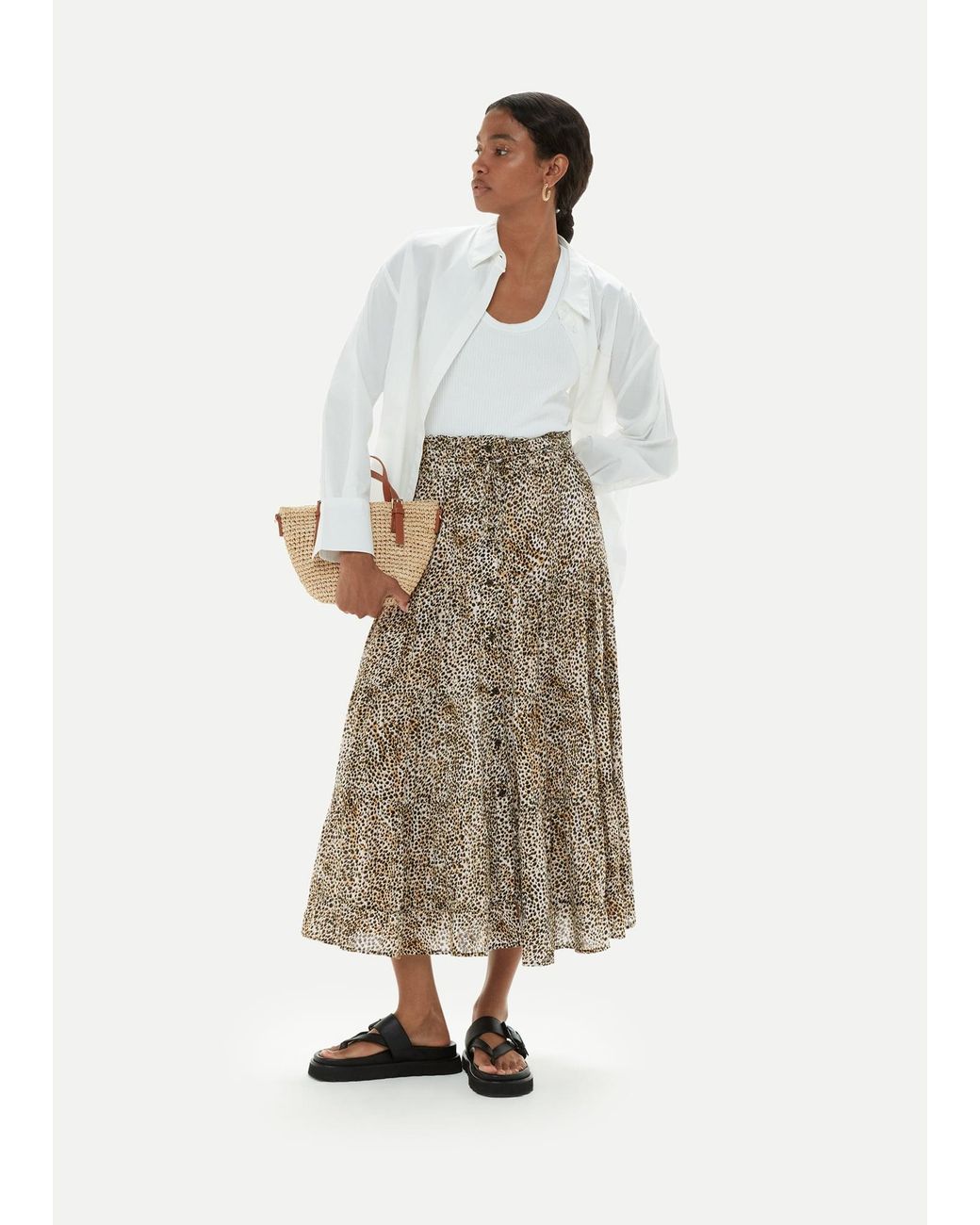 Whistles White Ink Spot Crinkle Skirt