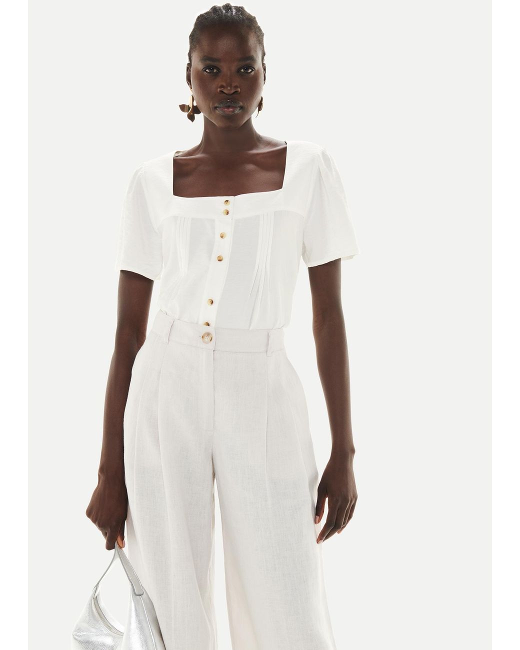Whistles White Lily Square Neck Blouse