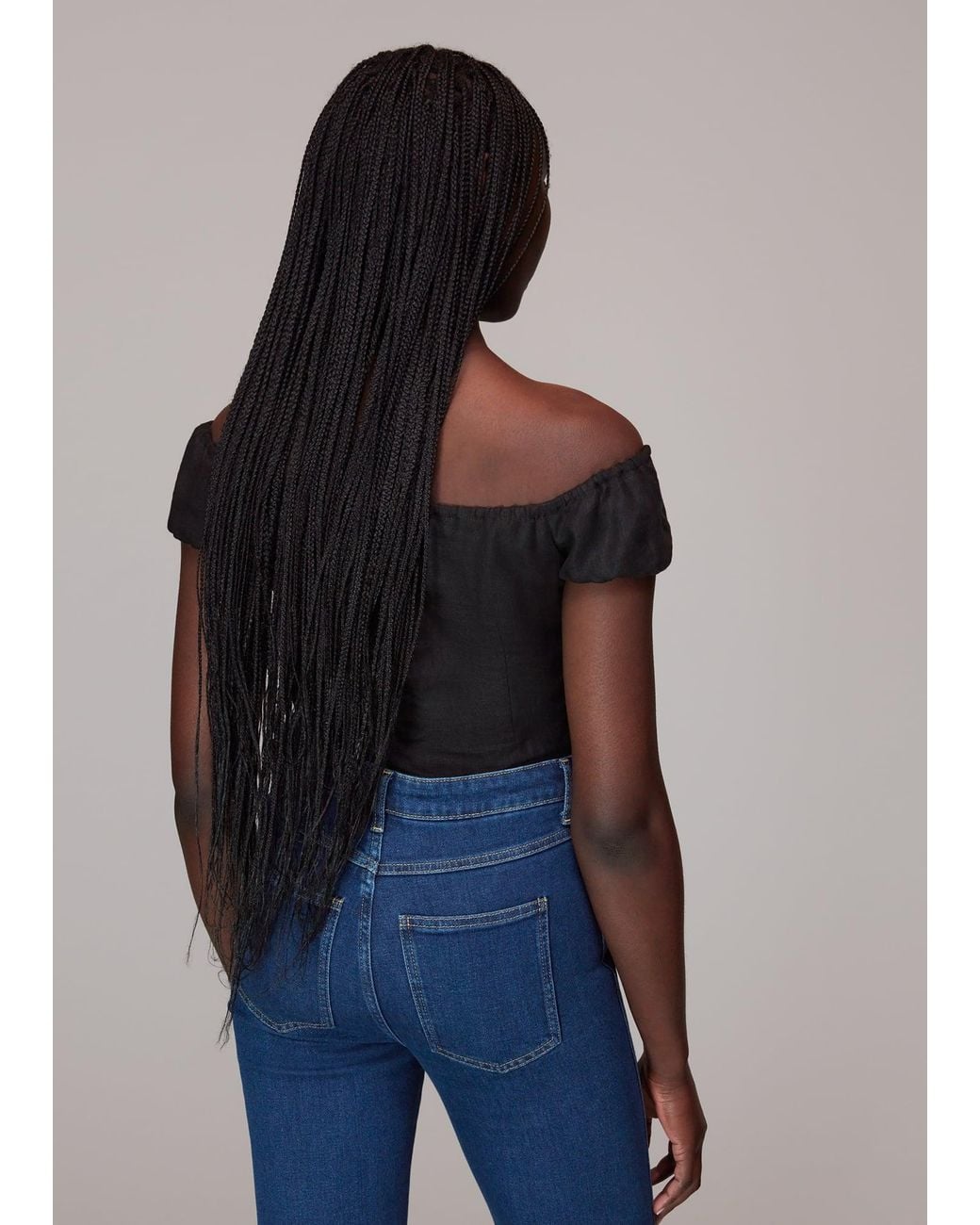 Whistles Blue Off Shoulder Tie Front Top