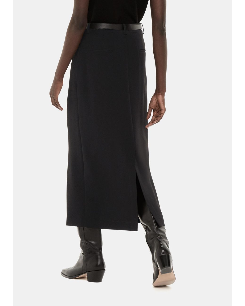 Whistles Black Abigail Tailored Midi Skirt