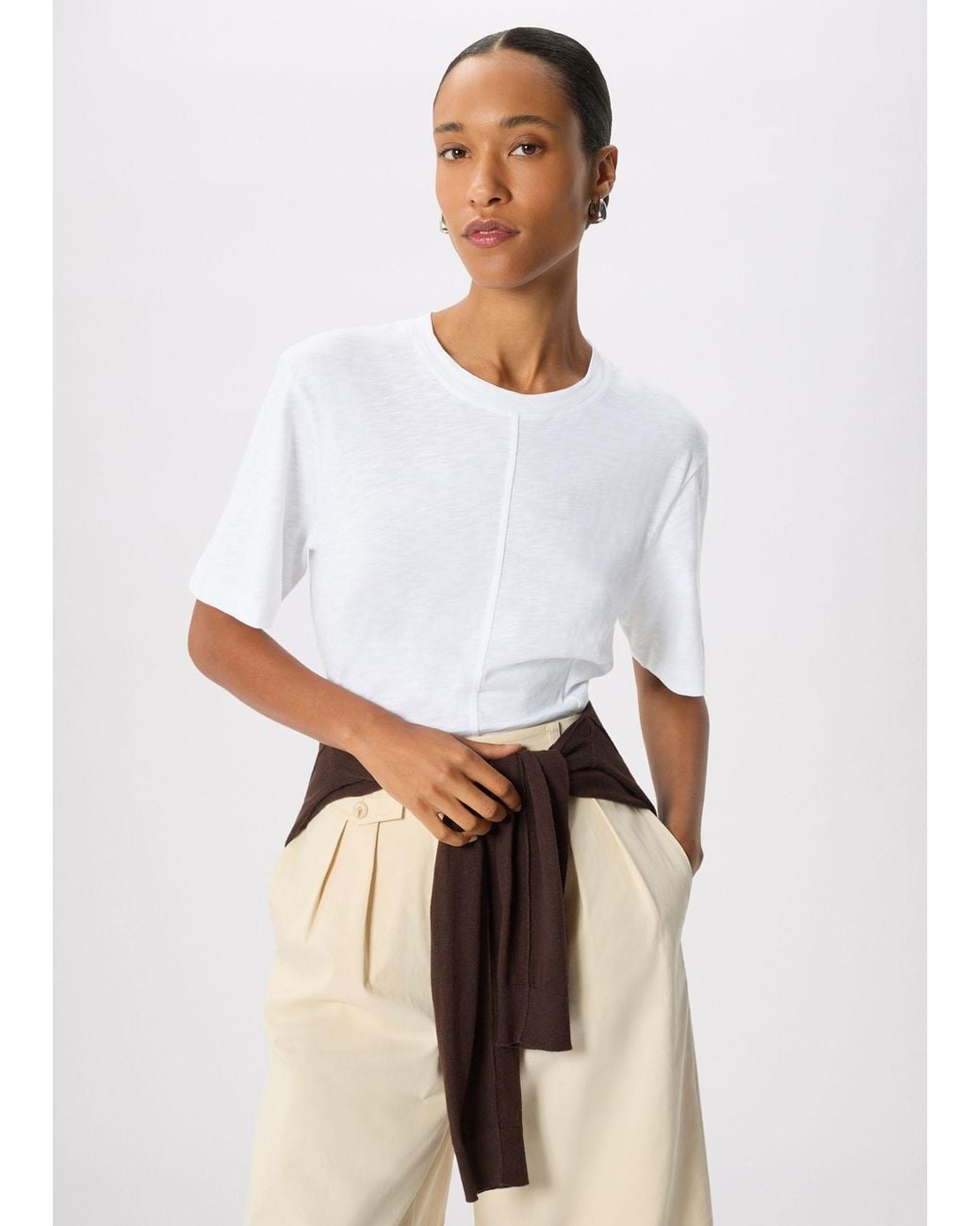 Whistles White Seam Front Detail Tee