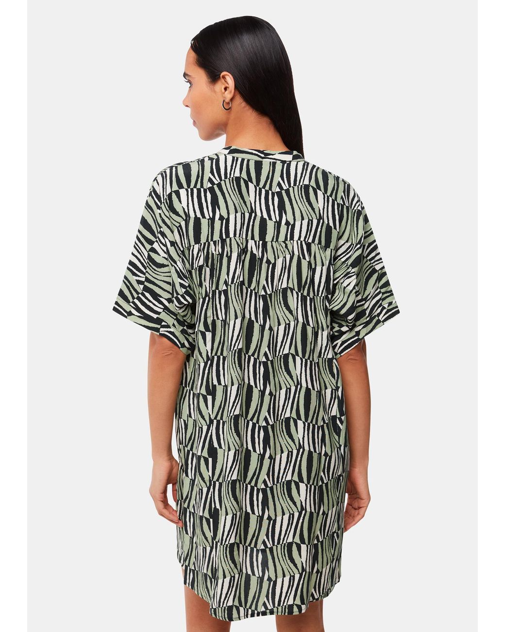 Whistles Green Checkerboard Tiger Print Dress