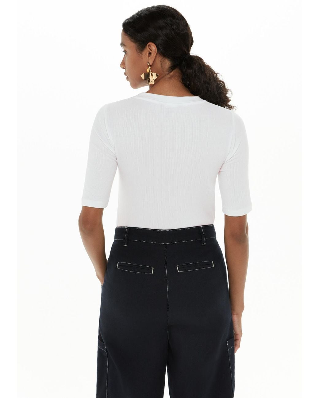 Whistles White Essential Ribbed T-Shirt