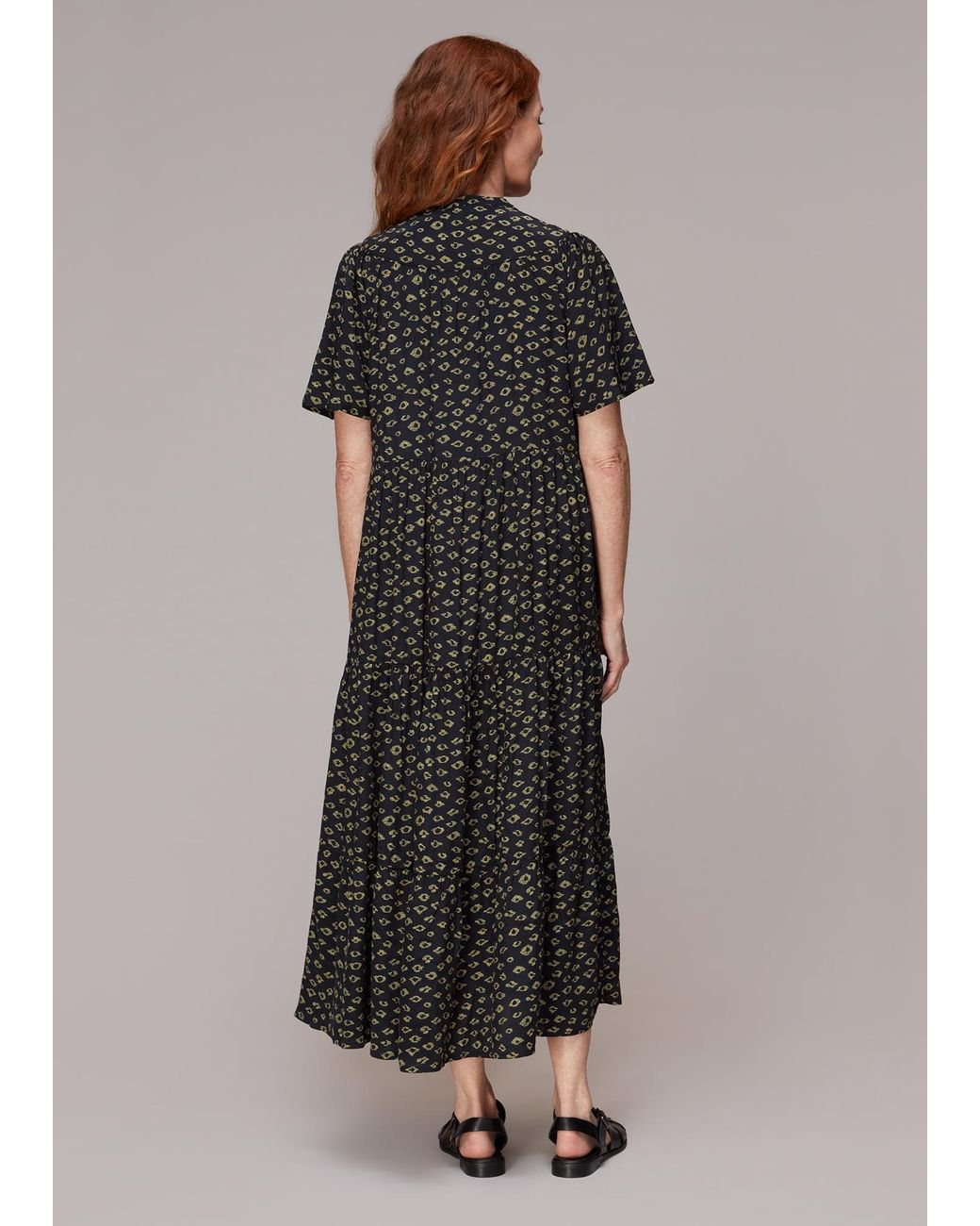 Whistles Gray Abstract Gem Trapeze Dress