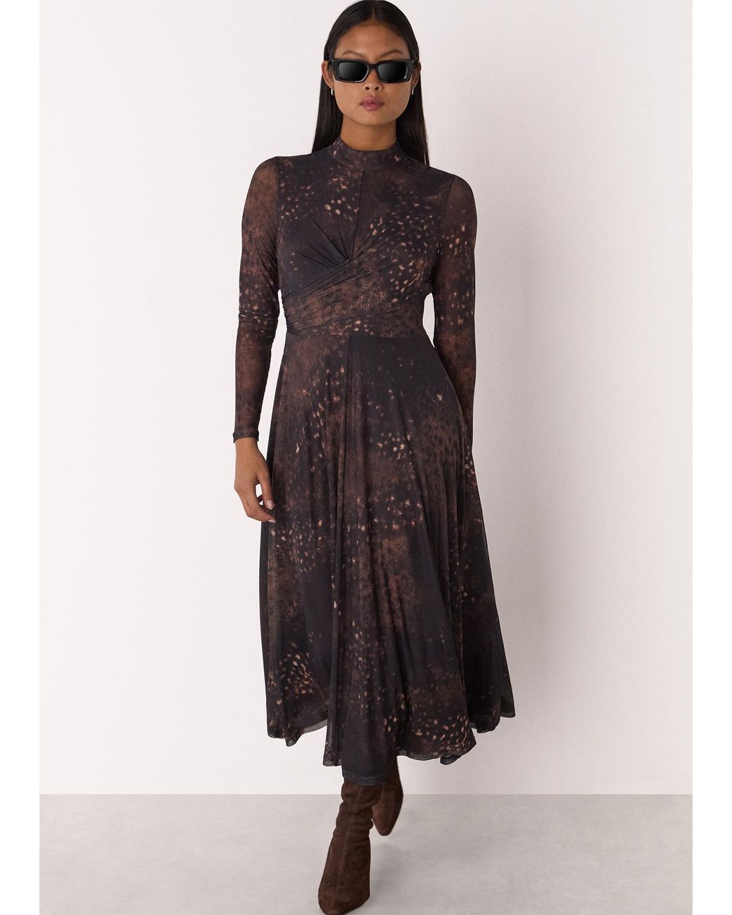 Whistles Blue Petite Spotted Animal Mesh Dress