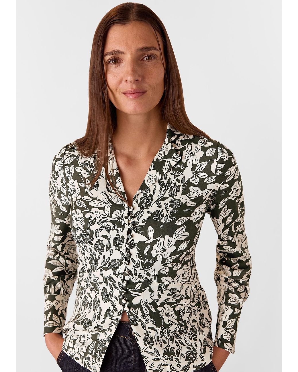 Whistles Multicolor Cut Stems Button Down Blouse
