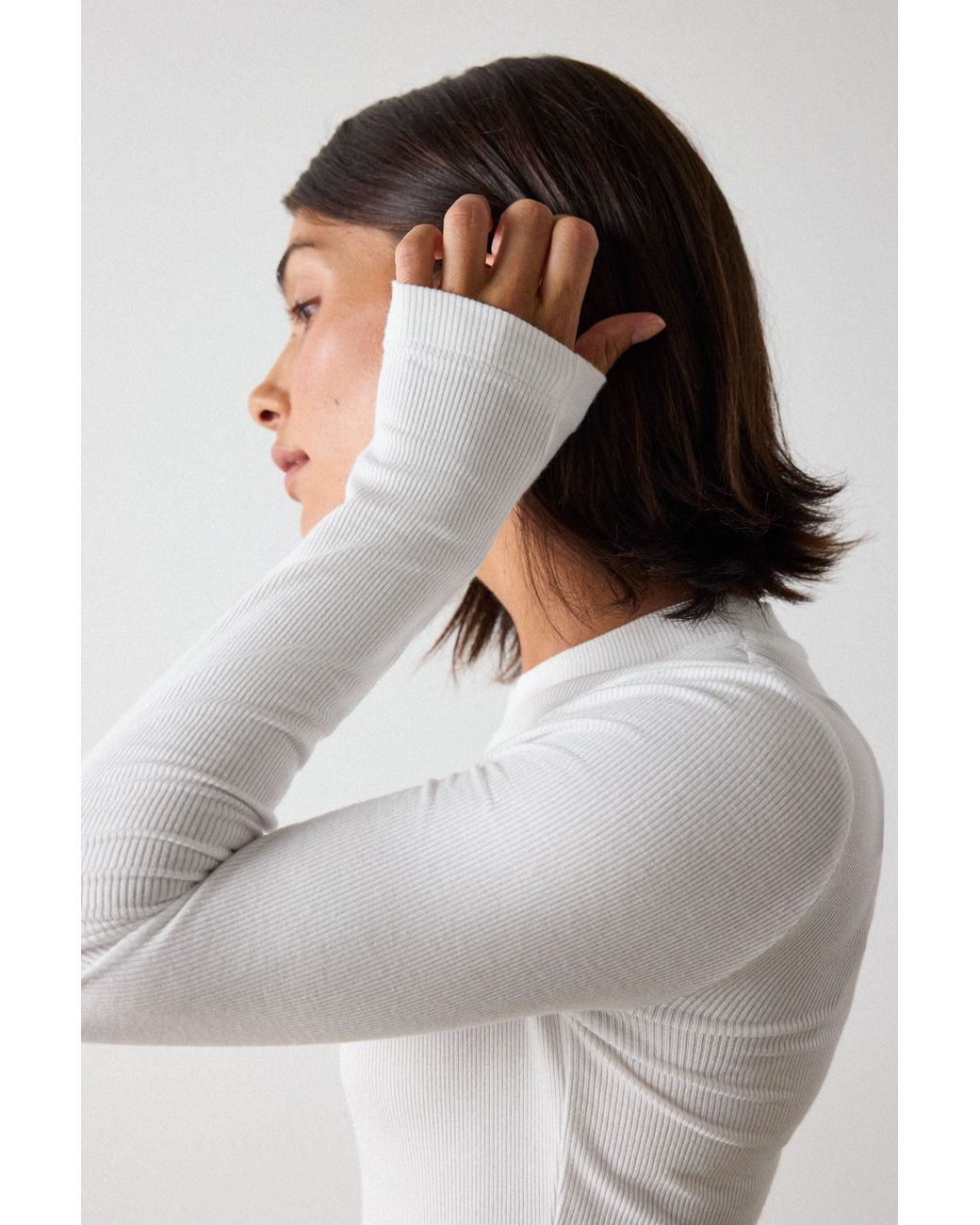Whistles White Essential Ribbed Crew
