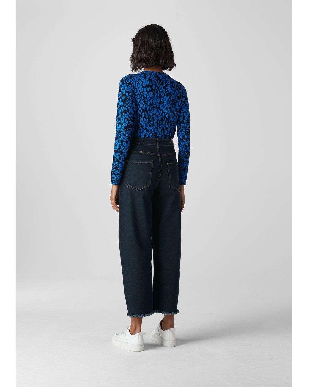Whistles Blue Jungle Cat Crew Neck Knit