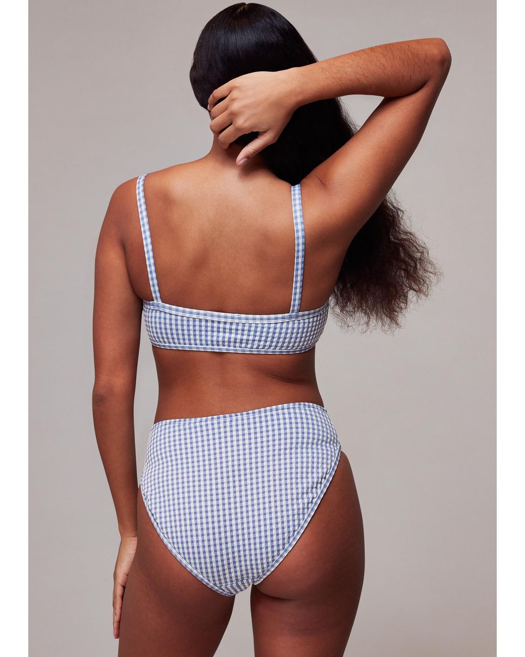 Whistles Multicolor Gingham Texture Bikini Top