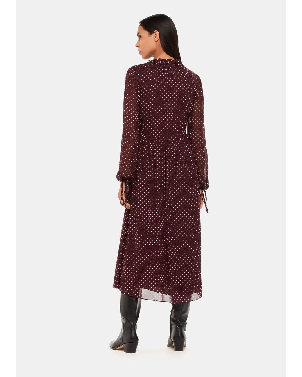 Whistles Red Spot Print Trapeze Midi Dress