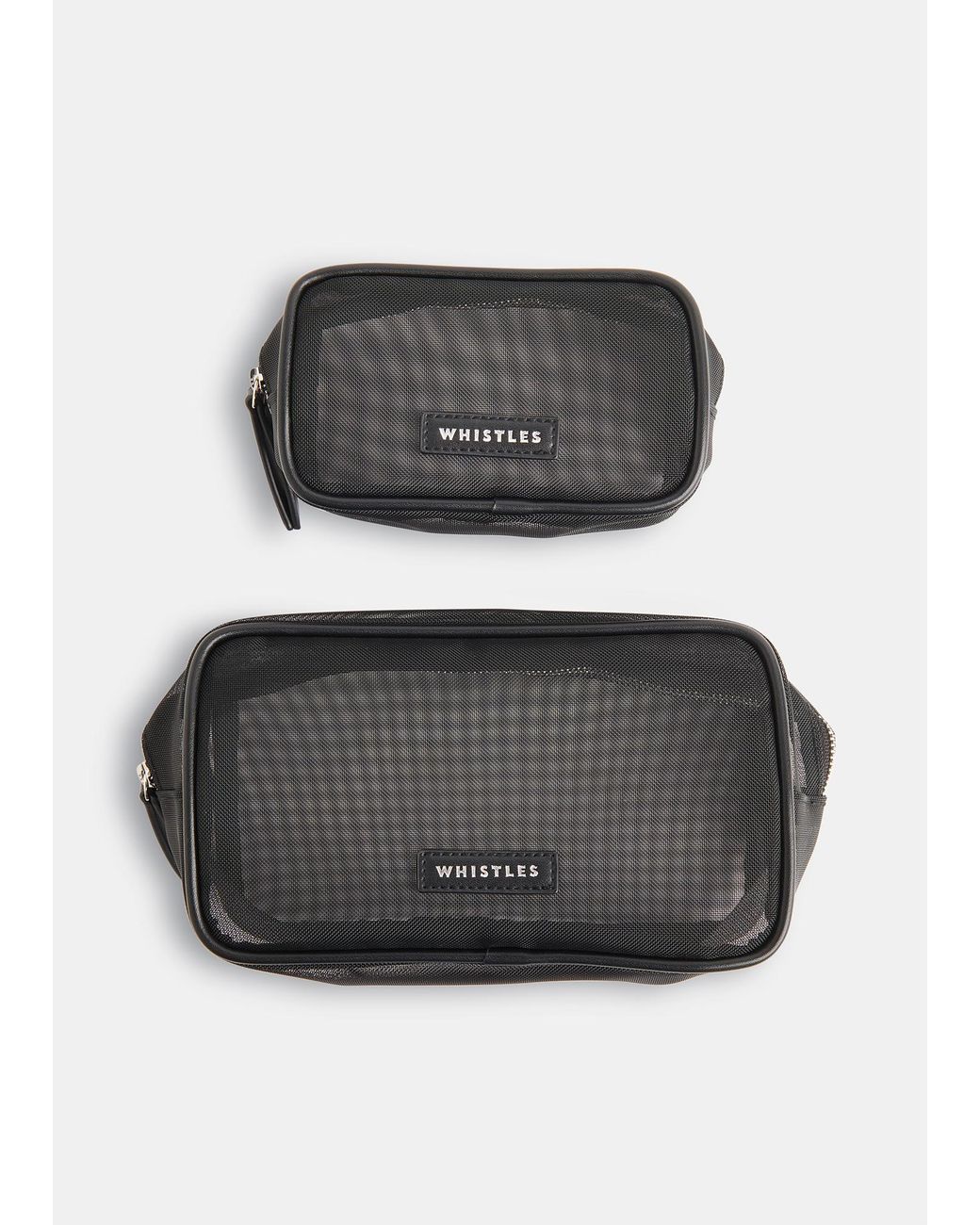 Whistles Gray Mesh Wash Bag Set