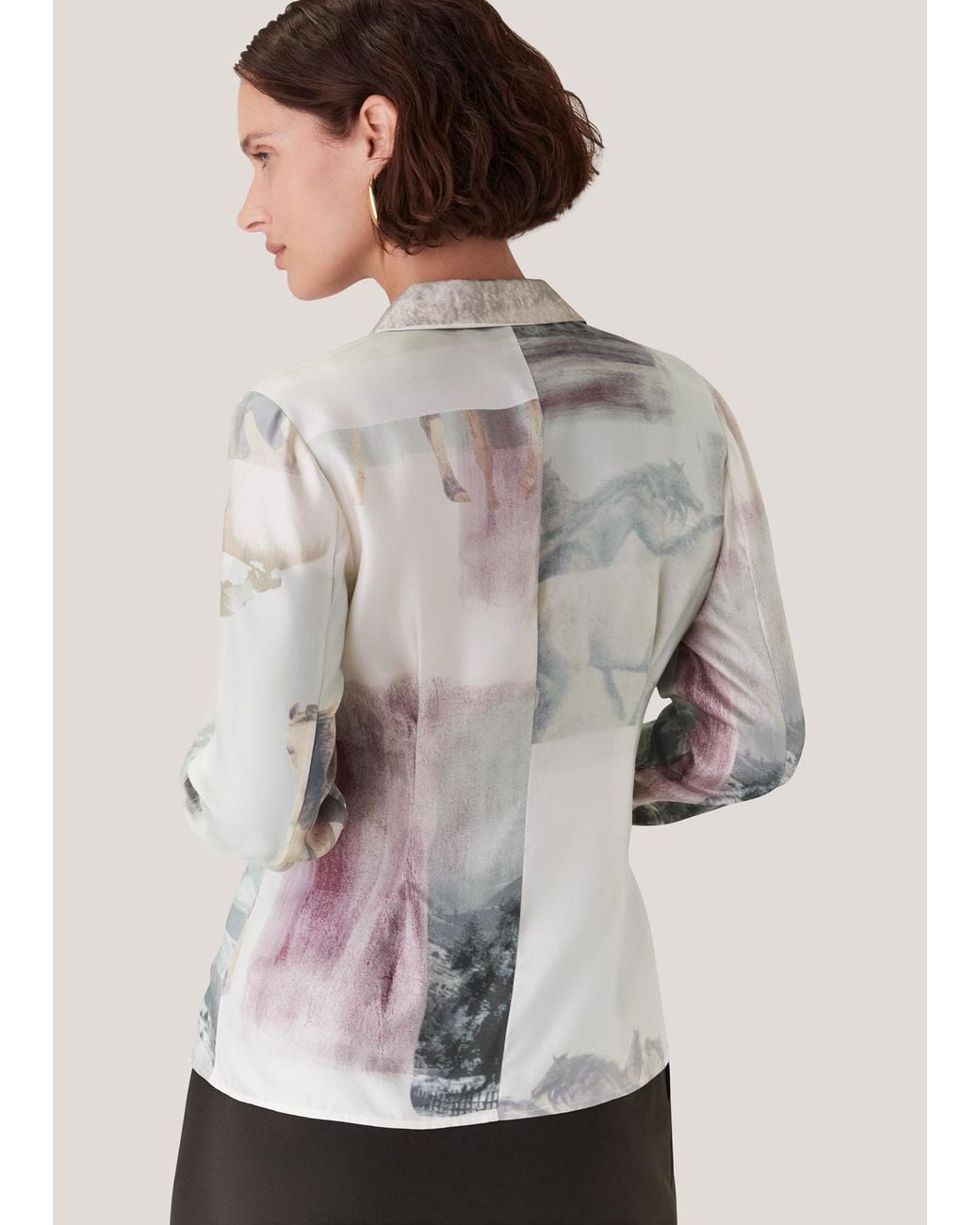 Whistles Natural Wild Horse Print Silk Shirt