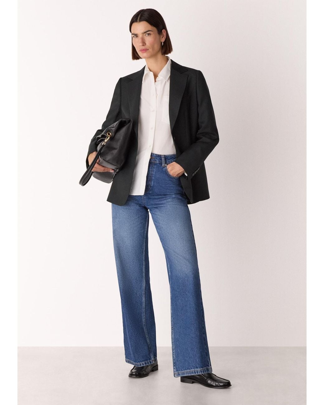 Whistles Black Single Breasted Wool Blazer