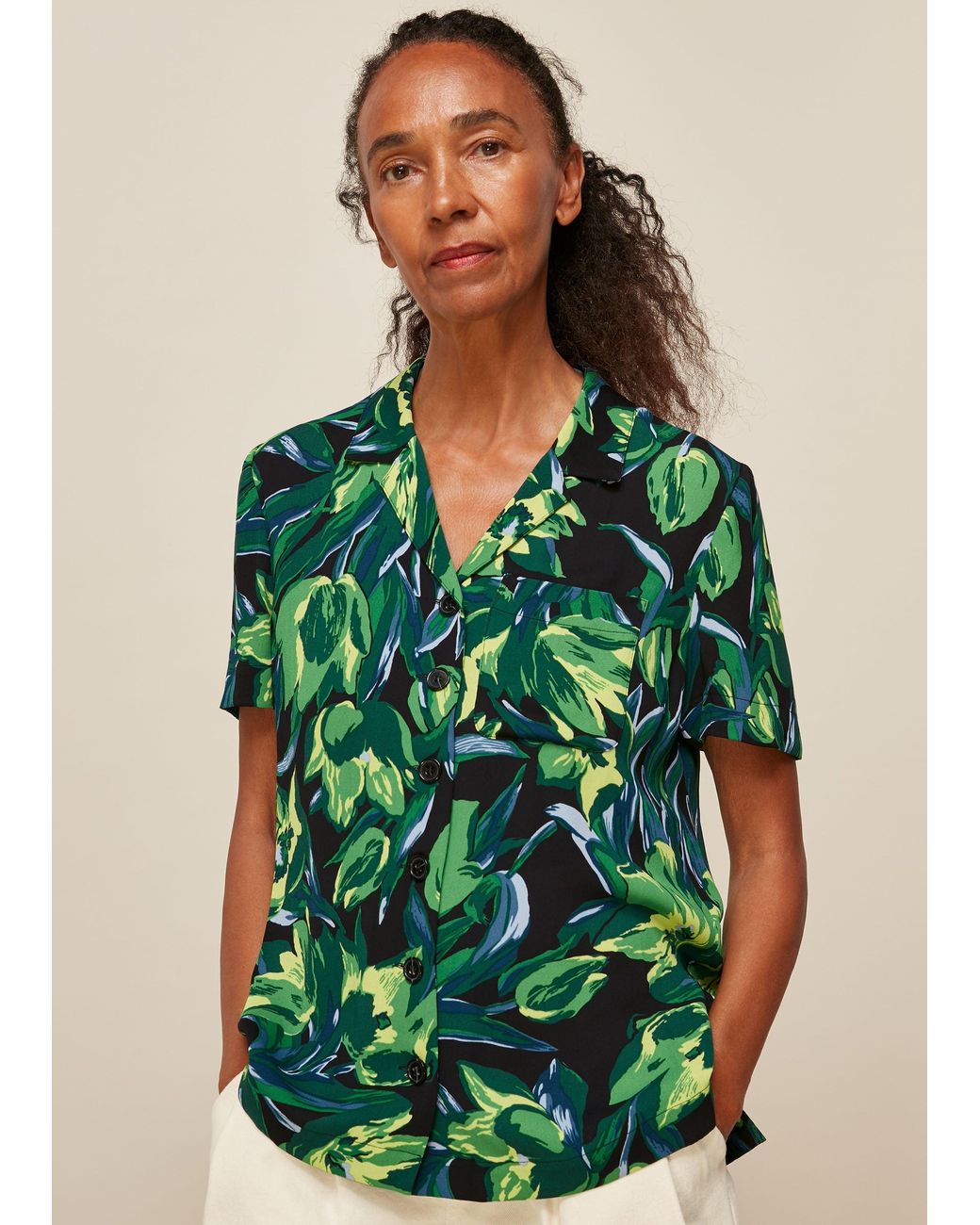 Whistles Green Tulip Print Shirt