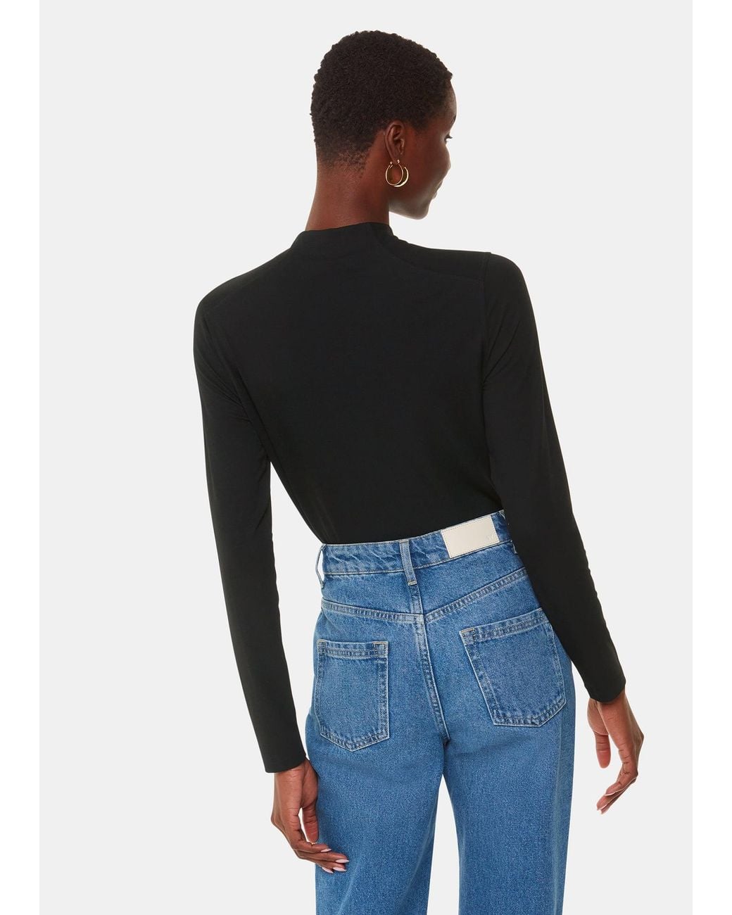 Whistles Black Ruched Front Detail Jersey Top